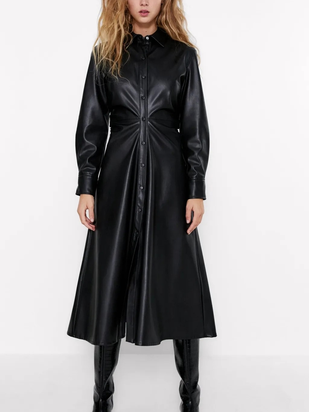 NWT Zara Faux Leather Midi Dress S